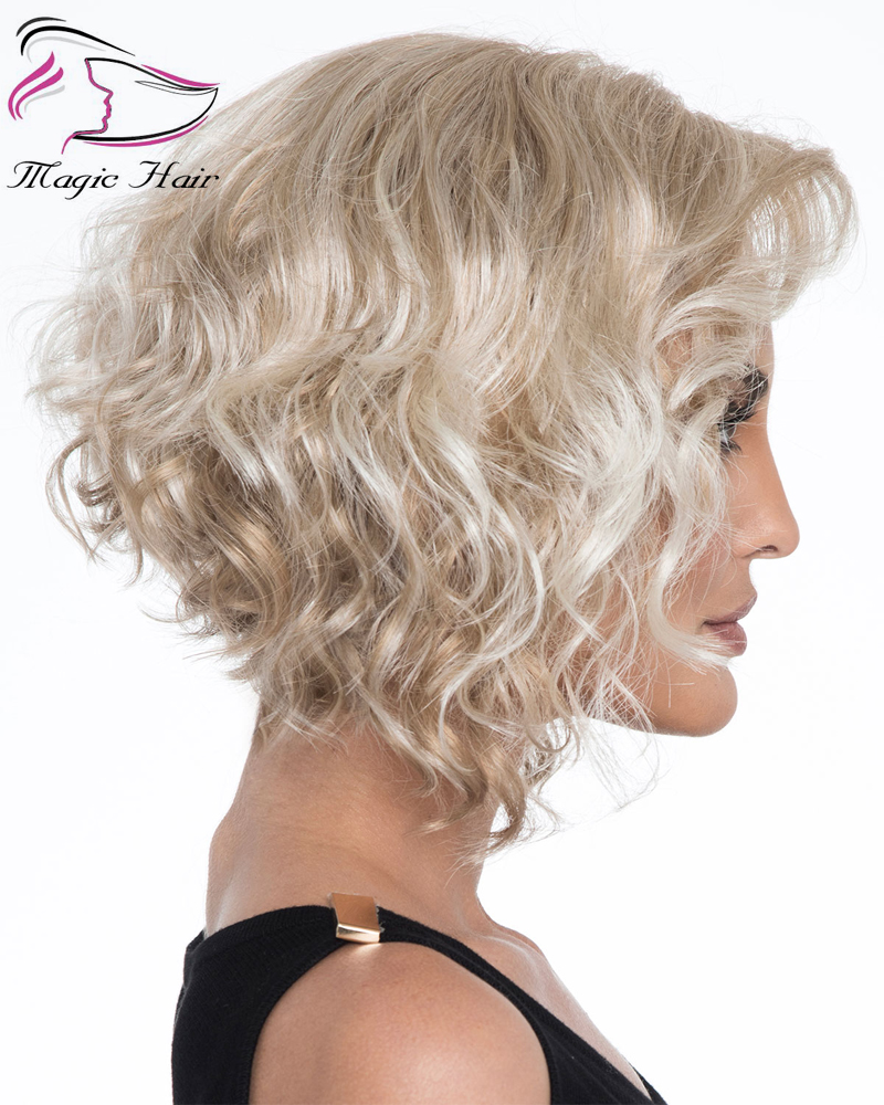 Evermagic wavy bob hair cut light blonde full lace wig 130% density remy human hair high quality Brazilian bob wig for women