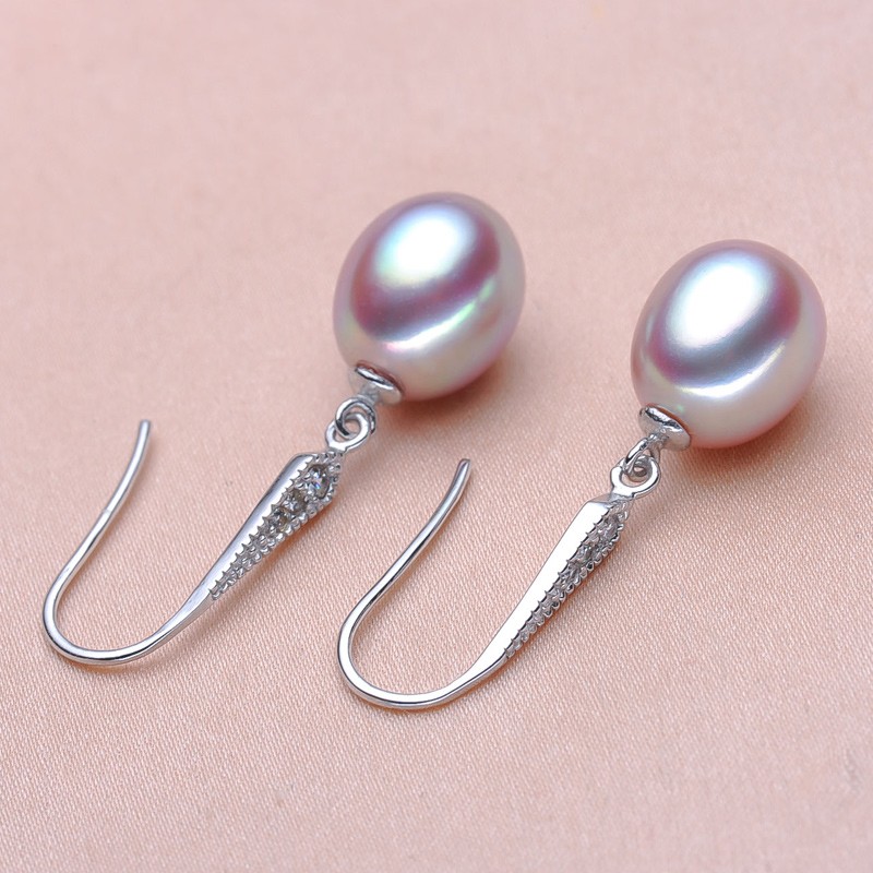 Freshwater natural Pearl earrings, Pearl with 925 Sterling Silver trendy earrings,Birthday gift Jewelry Women fashion earrings