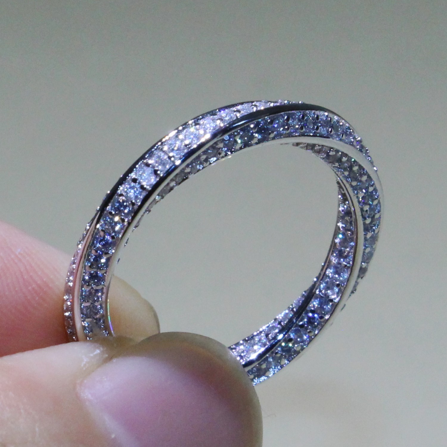 Wholesale Stunning Simple Circle Ring Luxury Jewelry 925 Sterling Silver Pave Micro 5A Zirconia CZ Party Mobius Wedding Rings For Women Gift