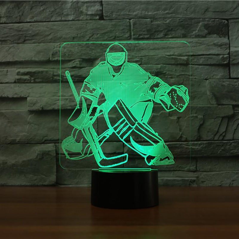 3D Ice Hockey Goalie Modelling Table Lamp 7 Colors Change LED NightLight USB Bedroom Sleep Lighting Sports Fans Gifts Home Decor