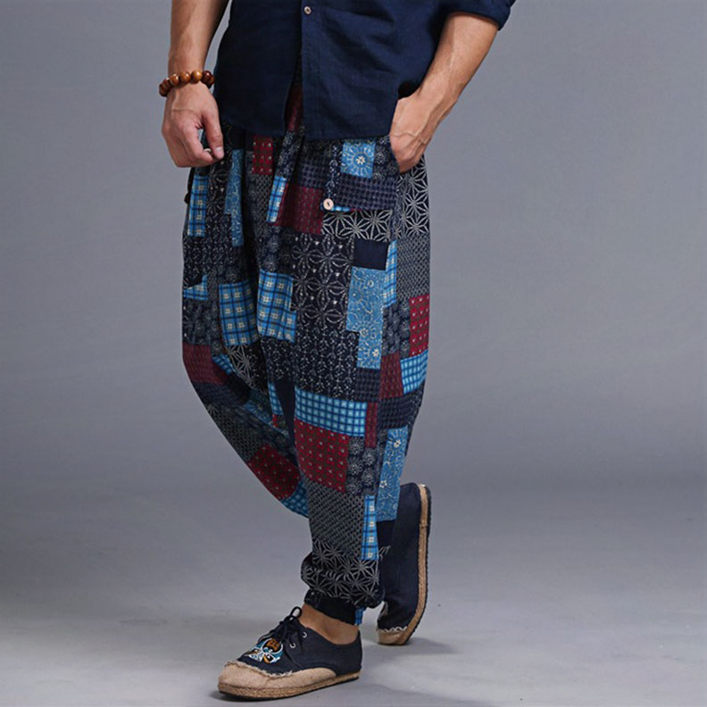 2017 Japanese Samurai Boho Low drop Crotch Loose Harem pants Baggy Hakama swag Cross Sweatpants Hiphop Dance Trousers 71905