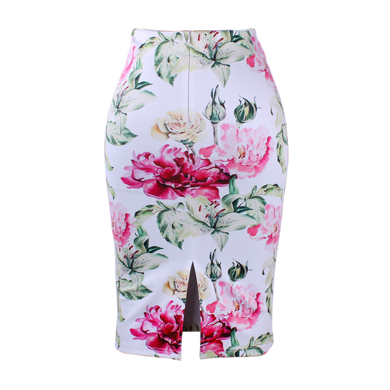 Fashion 3D Flower print girls pencil skirts Western women midi saias female faldas slim booms M-XXL low price sale