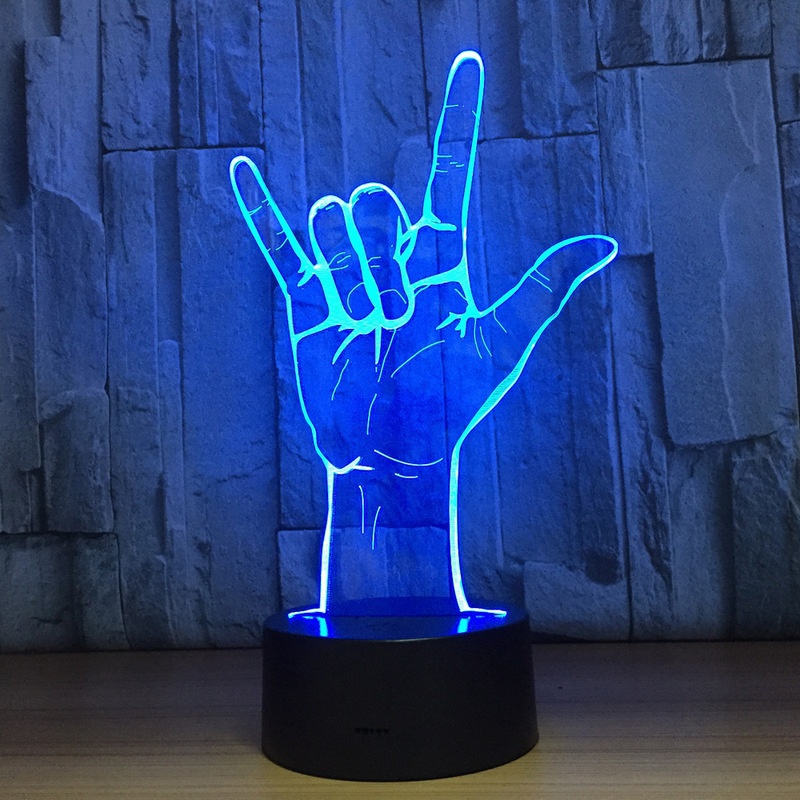I Love You Gesture 3D Acrylic LED Night Light Touch Switch Desk Table Lamp Party Decorative Light Valentines Day Gift