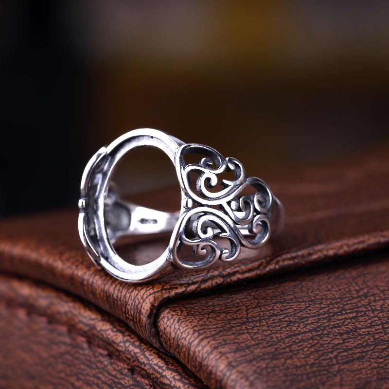 Wholesale 925 Sterling Silver 11x14mm 12x16mm Oval Cabochon Amber Garnet Agate Engagement Wedding Ring Fine Jewelry Setting