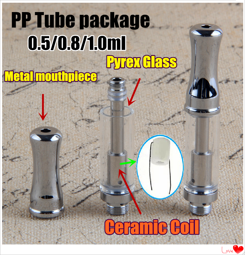 MOQ 1Pcs Ceramic Coil Glass Vaporizer Atomizers Tanks .5 .8 1ml Empty Vape Pen Cartridges Metal Tip Atomizer Stainless Steel Wickless 510 Oi
MOQ 1Pcs Ceramic Coil Glass Vaporizer Atomizers Tanks .5 .8 1ml Empty Vape Pen Cartridges Metal Tip Atomizer Stainless Steel Wickless 510 Oi