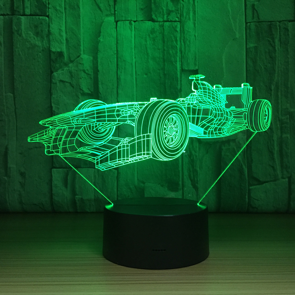 New 3d Lights F1 Racing Colorful Touch Lamp Acrylic Led Touch Led Usb Luminaria Led Night Light Room Lamp
