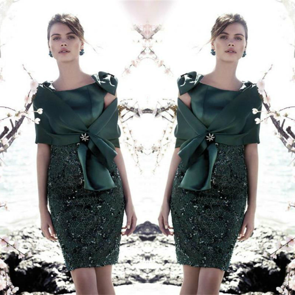 Dark Green Two Pieces Mother Of The Bride Dresses Column Lace Applique Crystal Bow Design Elegant Formal Dress With Wrap
Dark Green Two Pieces Mother Of The Bride Dresses Column Lace Applique Crystal Bow Design Elegant Formal Dress With Wrap