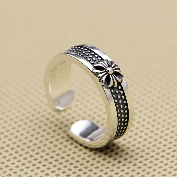 Brand new 925 sterling silver designer jewelry vintage American Europe style open band ring gift for men and women cross shape adjustable