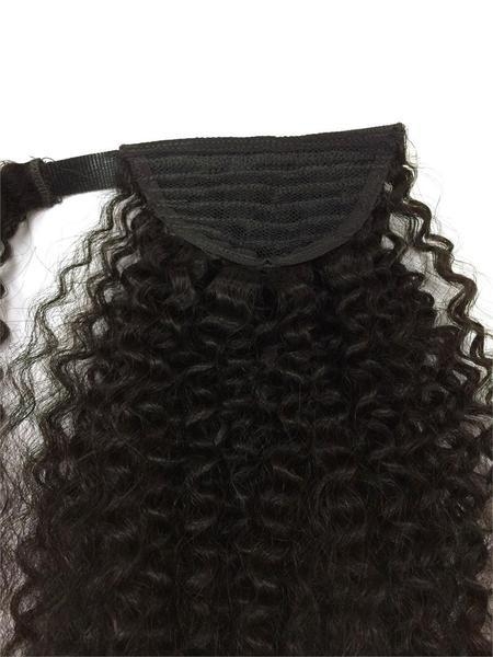 Kinky curly Pony Tail hairpiece 140g High Quality Human Ponytail Hair Tight Wrap Around Human Hair Ponytail 10-22inch natural black 1b