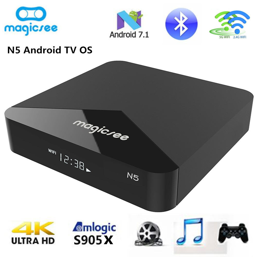 MAGICSEE N5 Android TV Box OS TV Box Amlogic S905X Android 9.0 2GB RAM 16GB ROM 2.4G 5G WiFi 100Mbps BT4.1 Support 4K H.265
MAGICSEE N5 Android TV Box OS TV Box Amlogic S905X Android 9.0 2GB RAM 16GB ROM 2.4G 5G WiFi 100Mbps BT4.1 Support 4K H.265