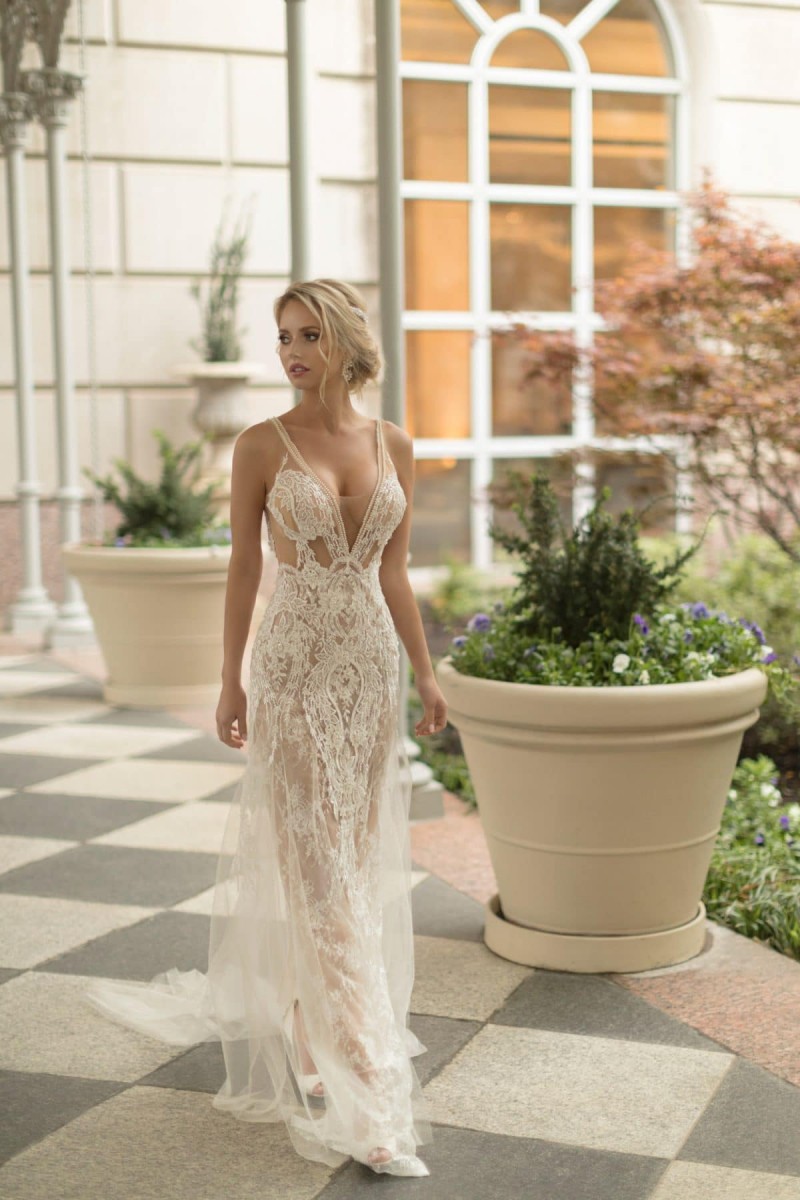 Naama & Anat 2019 Mermaid Wedding Dresses With Detachable Train Illusion Lace Appliqued Boho Bridal Gowns Backless vestido de novia