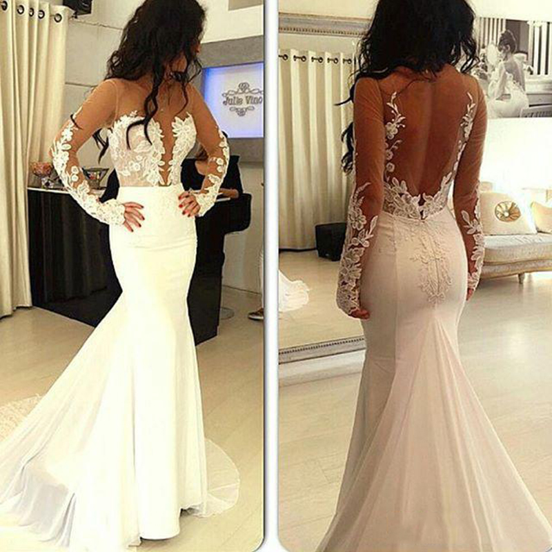 Hot Sexy White Prom Dresses Lace Appliques Illusion Tulle Mermaid Evening Dresses Sexy Long Sleeves Backless Evening Party Dress Custom Made Prom Gowns, Grape
Hot Sexy White Prom Dresses Lace Appliques Illusion Tulle Mermaid Evening Dresses Sexy Long Sleeves Backless Evening Party Dress Custom Made Prom Gowns, Grape