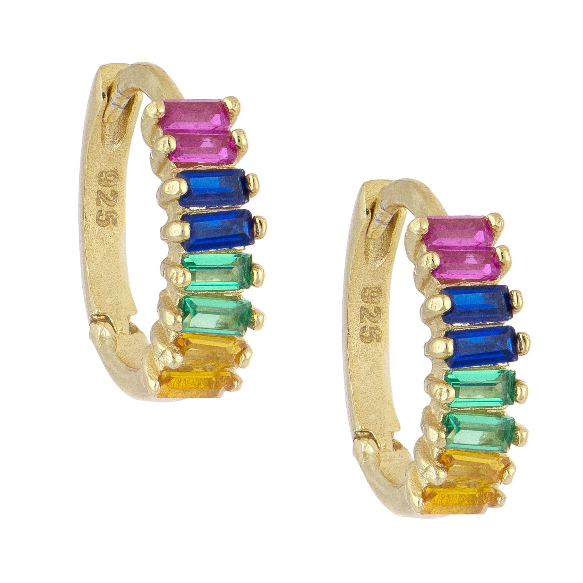 Gold plated rainbow cz hoop earring for women elegance luxury fashion jewelry 20189 new arrived colorful stone cz hoop