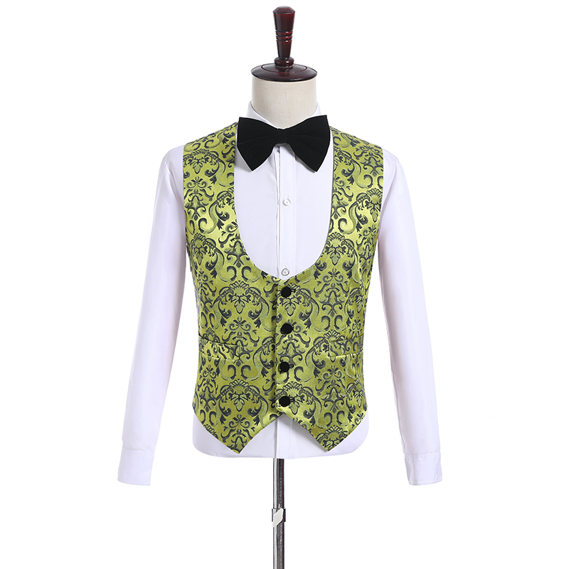 Collection -- Paisley Groom Tuxedos One Button Side Vent Groomsmen Blazer Excellent Men Business Party Prom Suits(Jacket+Pants+Tie+Vest) 405