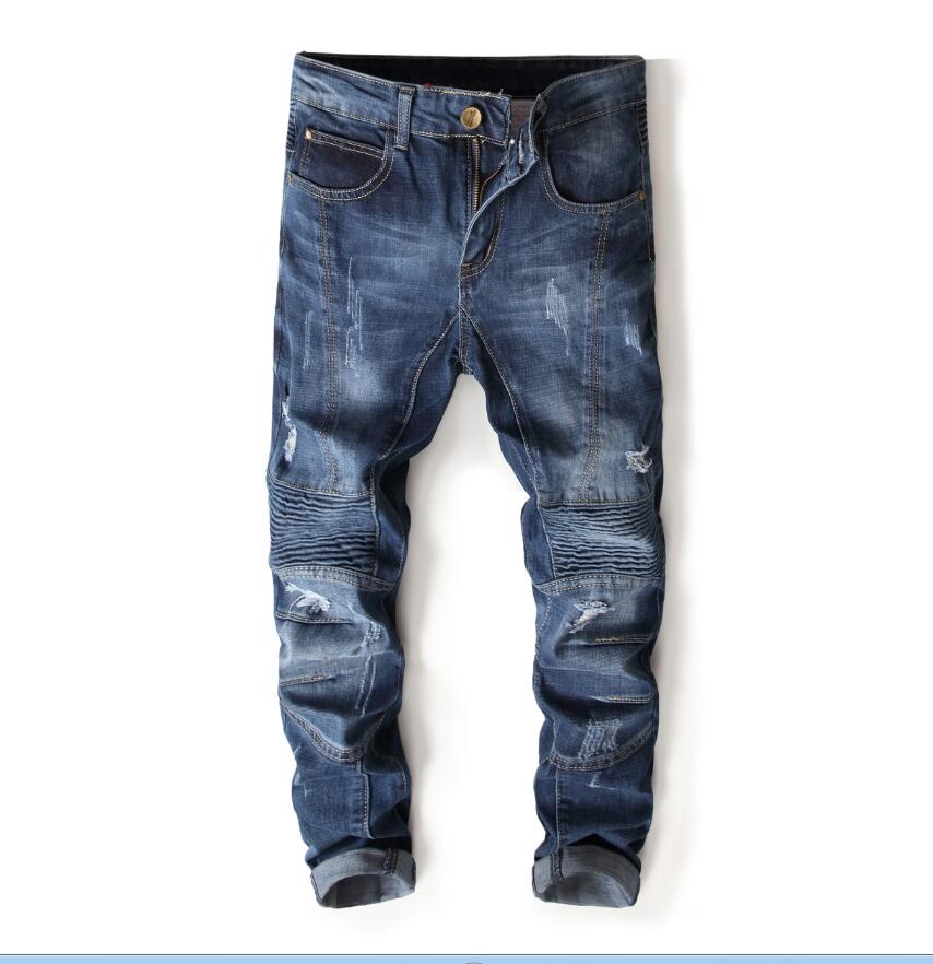 Top quality men's Pleated stitch hole Jeans New Designer Men Jeans Famous Brand Slim Fit Mens Printed Jeans Denim Pants 7113, Blue
Top quality men's Pleated stitch hole Jeans New Designer Men Jeans Famous Brand Slim Fit Mens Printed Jeans Denim Pants 7113, Blue