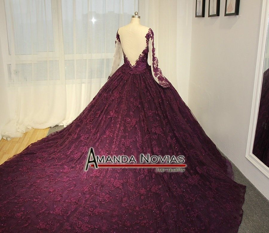 Stunning Luxurious Ball Gown Prom Dresses Sweet 16 Quinceanera Dress Long Sleeve Full Lace Beads Evening Gowns