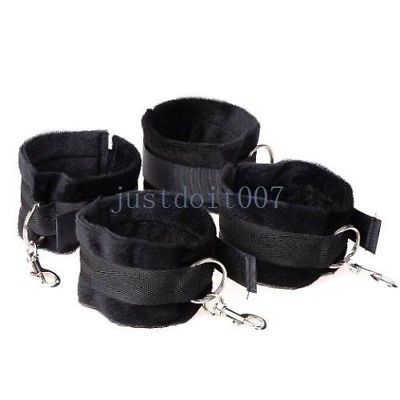 Bondage Bed Restraint System Strength Nylon Straps with Thick Plush Cuffs Adjustable #R98