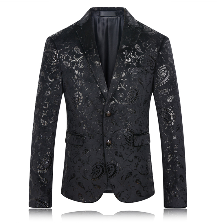 Mens Wedding Tuxedos Just One Piece Handsome Mens Suits Print Black Jacket Wedding Suits For Men In Stock Plus Size Jackets Groom Wear