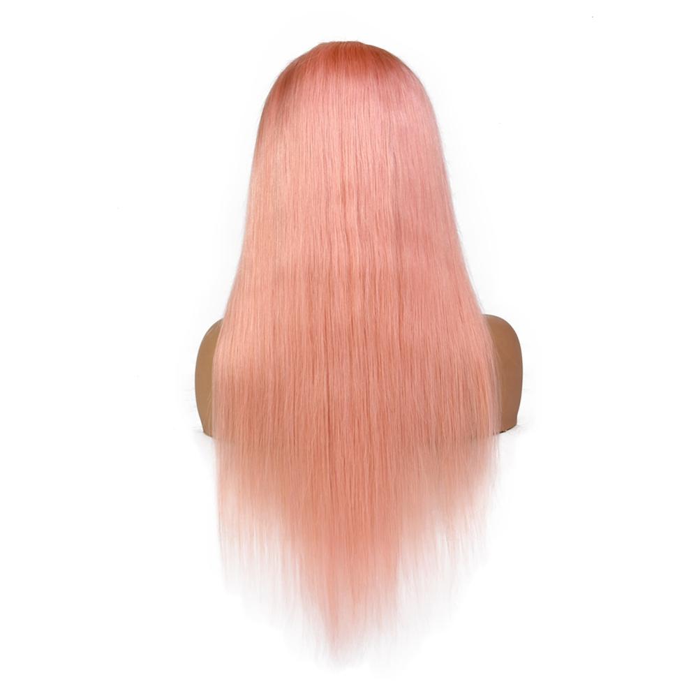 Pure Pink Full Lace Human Hair Wigs Silky Straight Brazilian Virgin Human Hair 150 Density Lace Front wig With Baby Hair Glueless
