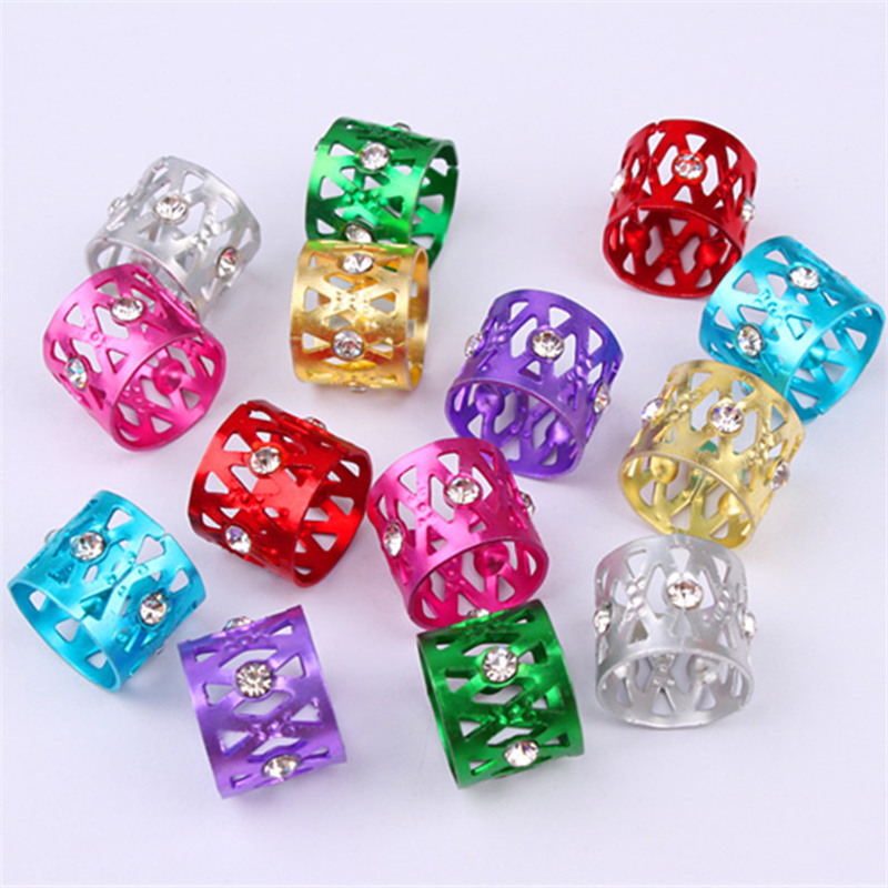 Hair Extension Tool Jewelry Metal Tube Lock Rhinestone Hair Dread Braids Dreadlock Beads Adjustable Braid Cuffs Clip H1469