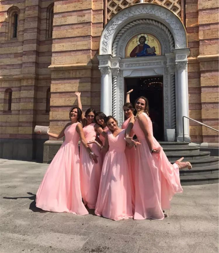 Pleated Chiffon Country Beach Bridesmaid Dresses 2020 Floor Length Wedding Party Dress Brautjungfernkleid Robe demoiselle d'honneur