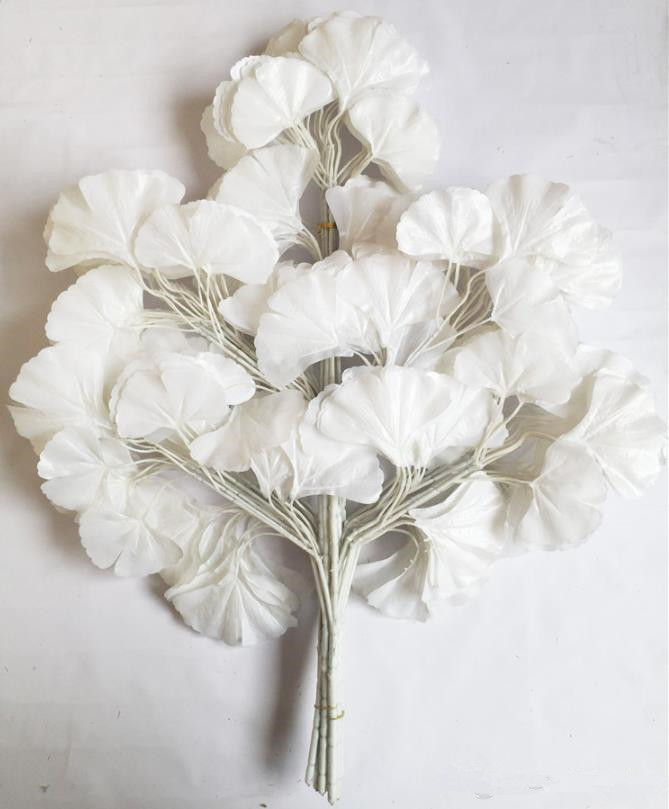 12pcs 60cm Ginkgo Biloba Leaf Five Branches Maidenhair Trees Leaves Artificial Tree Silk Branch Stem Wedding Garden Decoration