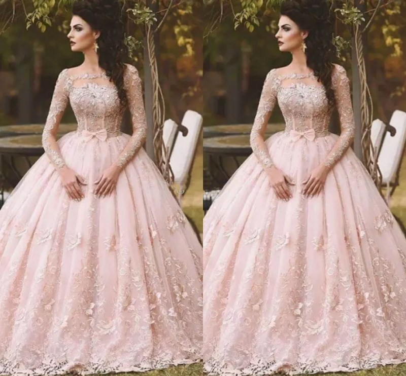 Pink Long Sleeve Prom Dresses Ball Gown Lace Appliqued Bow Sheer Neck Vintage Sweet 16 Girls Debutantes Quinceanera Dress Evening Gowns, Purple
Pink Long Sleeve Prom Dresses Ball Gown Lace Appliqued Bow Sheer Neck Vintage Sweet 16 Girls Debutantes Quinceanera Dress Evening Gowns, Purple