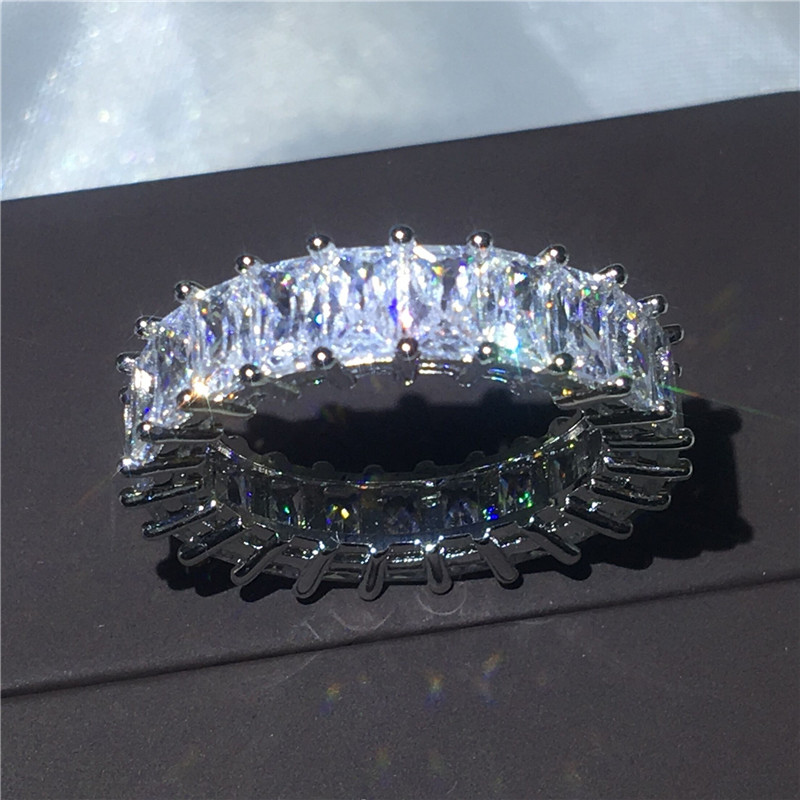 Vintage Real 925 Sterling Silver ring sets Water Drop 8ct 5A Cz Engagement wedding band rings For women men Party Jewelry