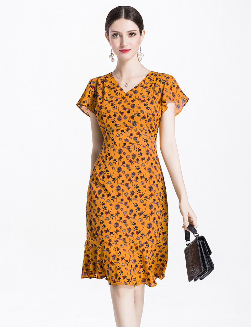 Flower Print Women Mermaid Dress Short Sleeve OL Office Lady Work Dresses 06HX861, As pictures
Flower Print Women Mermaid Dress Short Sleeve OL Office Lady Work Dresses 06HX861, As pictures