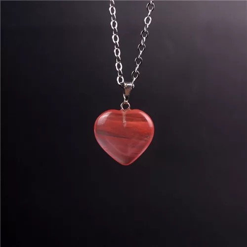 Natural White Crystal Peach Heart Pendant Necklaces Druzy12 Colors Agate Stainless Chains Or PU Leather Chain