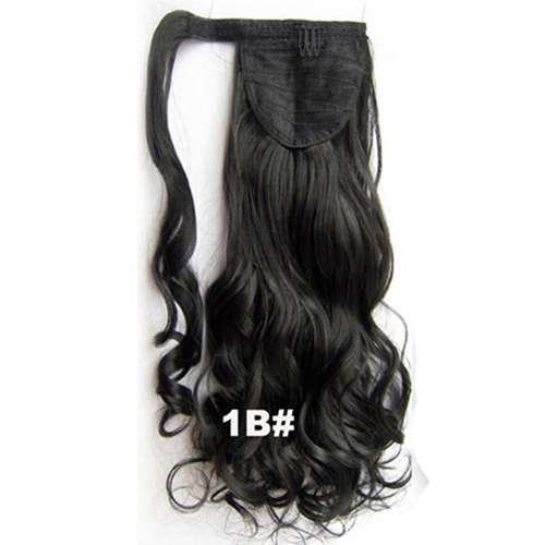 Loose wave straight Ponytail hairpiece natural black wet wavy drawstring ponytail hair extension clip in 100g-140g