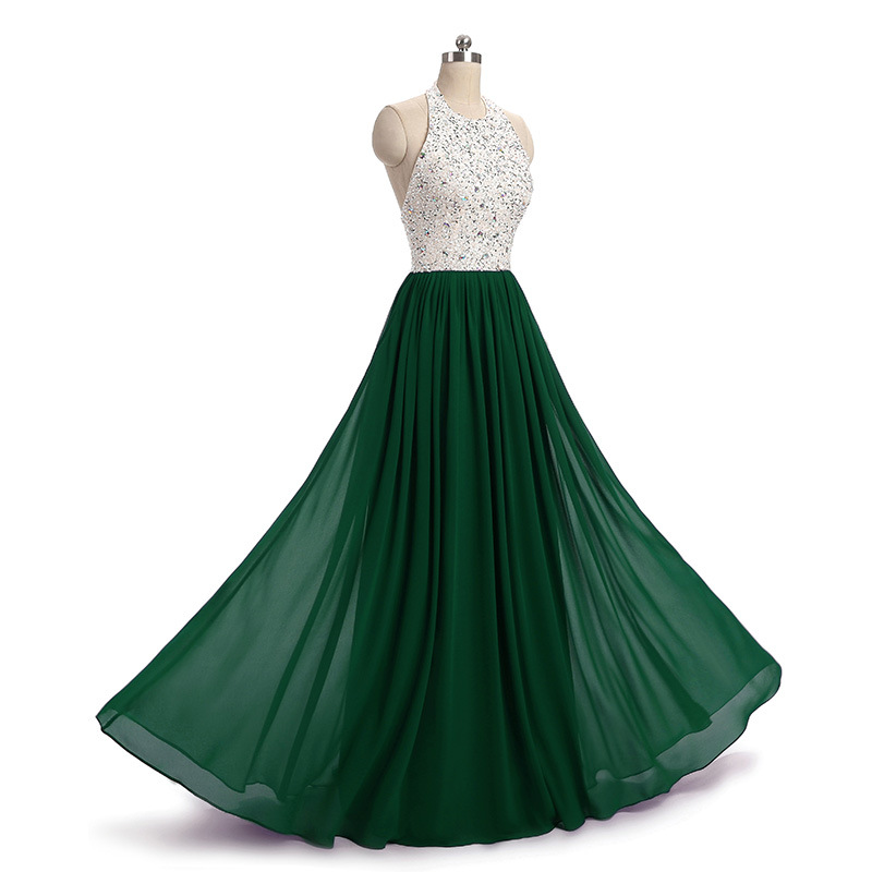 2018 New Cheap Red Chiffon Evening Dresses Beaded Crystals Sleeveless Formal Prom Party Celebrity Gowns QC1135