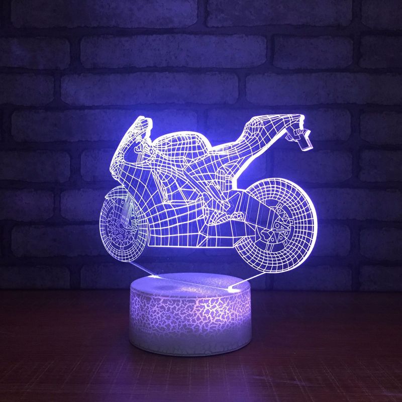 3D Acrylic LED Night Light Motorcycle Shape Touch 7 Color Changing Desk Table Lamp Party Decorative Light Christmas Gift