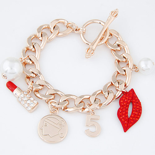 Exquisite Drilling Lipstick Mouth 5 Number Wristband Statement Wedding Pearl Bangles Charm Multi-element Bracelets Accessories Jewelry Women
Exquisite Drilling Lipstick Mouth 5 Number Wristband Statement Wedding Pearl Bangles Charm Multi-element Bracelets Accessories Jewelry Women