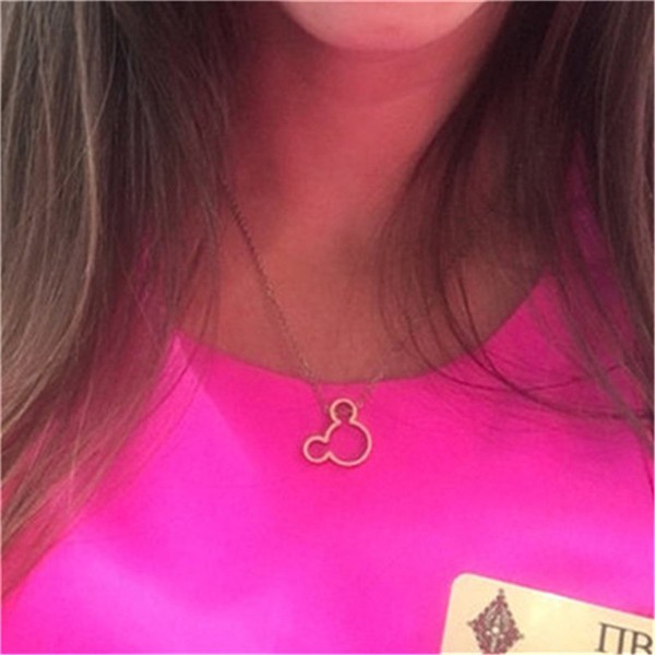 30PCS Cute Simple Mouse Necklace Cartoon Animal Character Miki Mouse Ears Head Face Silhouette Necklaces for Kids Baby Girls