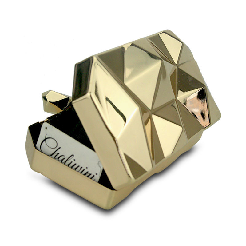 Chaliwini Women Metal Clutches Top Quality Hexagon Mini Clutch Bag Black Silver Evening Bag Gold Box Clutch Y18103004