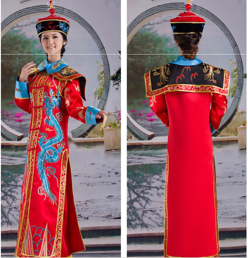 China Manchu Qing Dynasty Queen Empress Robe Dress Cosplay For Lady Chinese traditional Women Clothing Act Dramaturgic Costume Drop Shipping