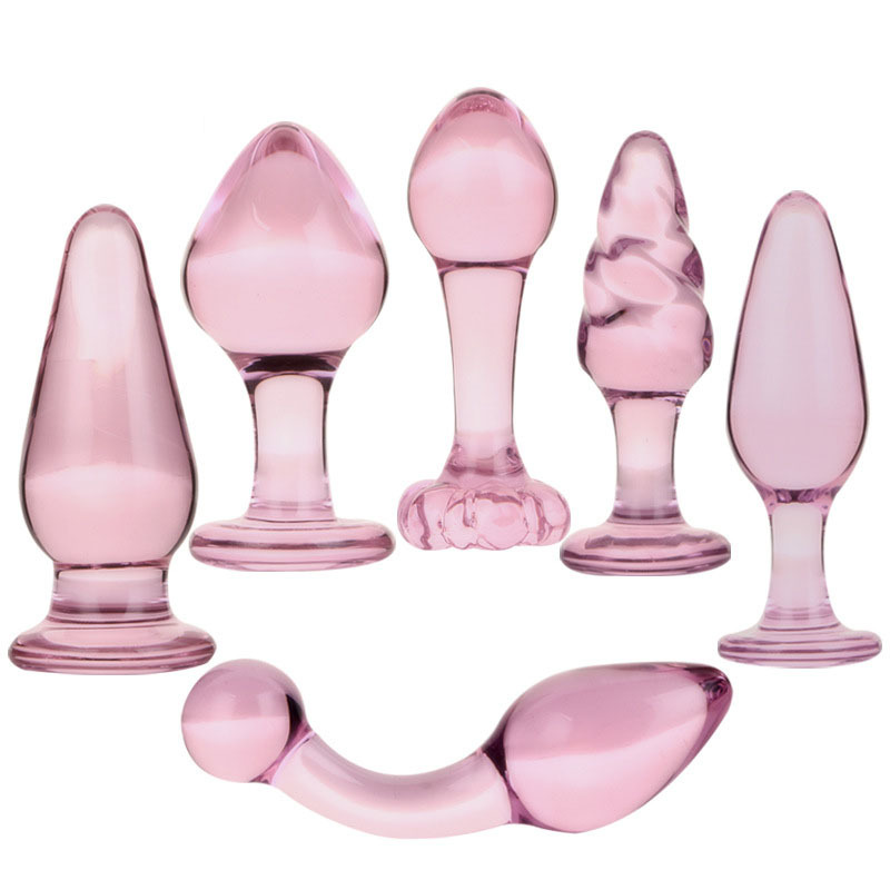 New Pink Glass Anal Plug Exquisite Sexy Toys Anus Dilator Butt-Plug Sex Toys For Woman Glass Anal Balls Dildo Butt Plugs Y1893002