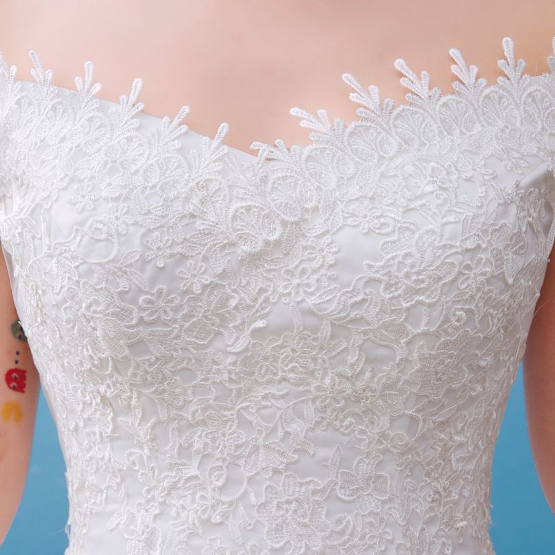 Real Photo Customized Boat Neck Princess Adjust Lace Up Wedding Dresses 2018 Elegant Bridal Gowns vestidos de noiva