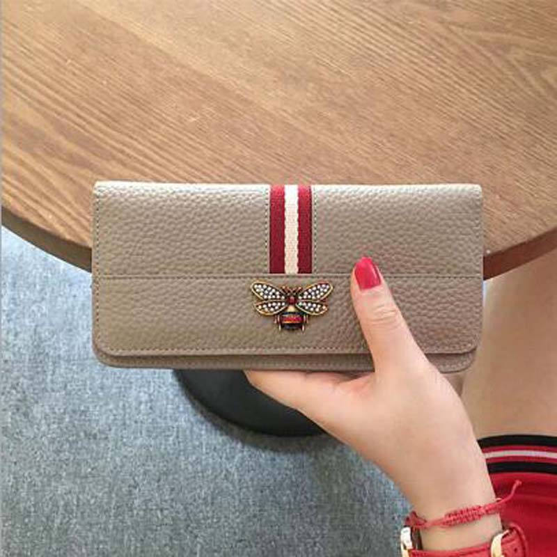 New women Genuine leather bee wallet female cow leather purse lady fashion clutch purse ladies long wallet от DHgate WW