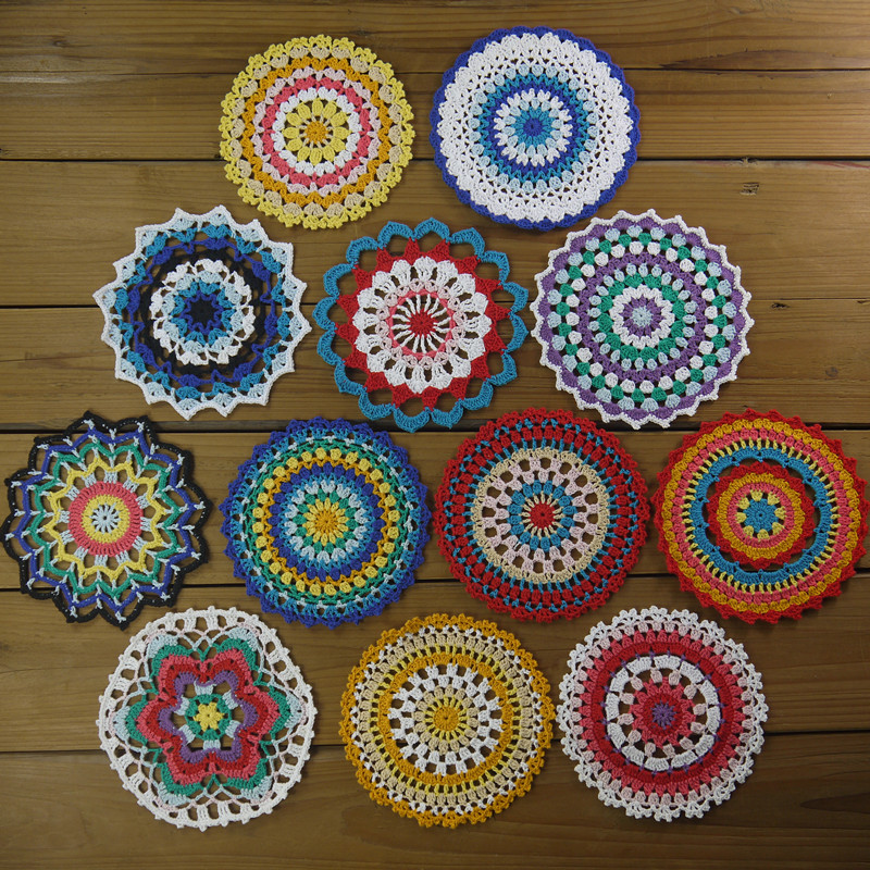 12 Hand Dyed Craft Doilies, Crochet Mandalas for Decorating and Crafts, Shabby Decor, Wedding Doilies, Doilies for Decor, Crafts, and Dream