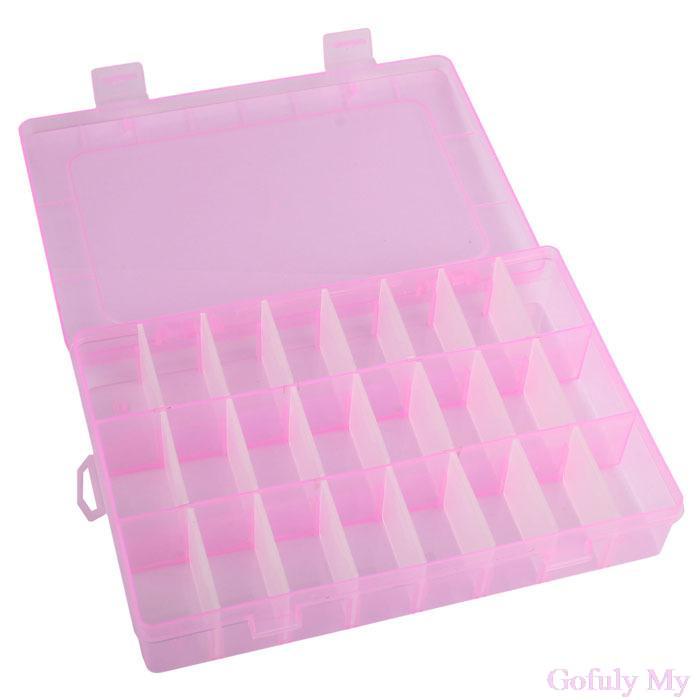 ISHOWTIENDA 1PC Adjustable 24 Compartment Transparent Plastic Storage Box Jewelry Earring Case Small Objects Caja De Almacenaje