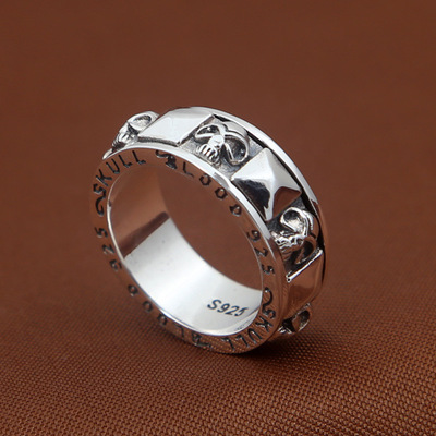 2018 new 925 sterling silver fine jewelry vintage American antique silver hand-made designer skull band rings for men & women