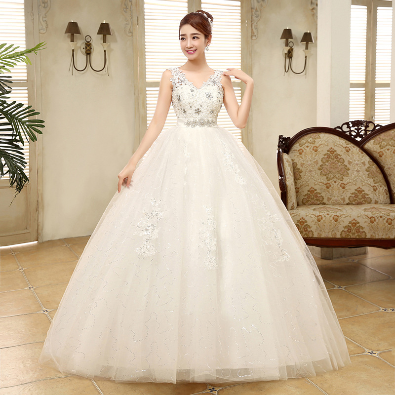 2018 Korean Style Sexy V Neck Lace Wedding Dress Wholesale Cheap Fashion Women Summer Dresses Retail Custom vestido de noiva