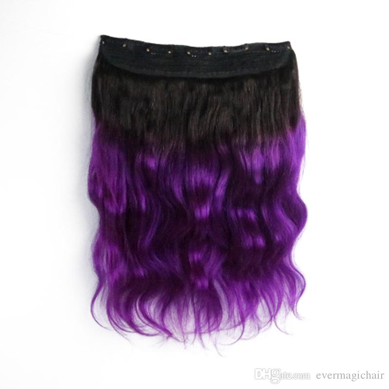 1B/violet Body Wave Hot Selling Wholesale One Piece Clip In Human Hair Extensions 5Clips With Lace Remy Human Hair