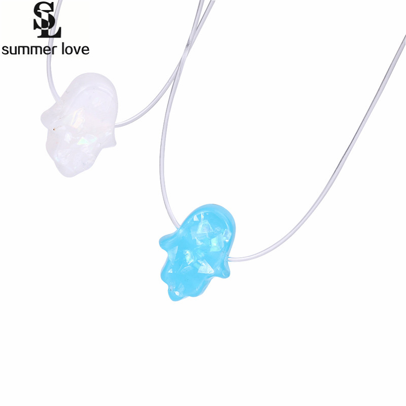 Fashion New Resin Palm Hamsa Fatima Opal Hand Necklace For Women Transparent Nylon Necklace Israel Jewish Hamsa Jewelry Gift
Fashion New Resin Palm Hamsa Fatima Opal Hand Necklace For Women Transparent Nylon Necklace Israel Jewish Hamsa Jewelry Gift