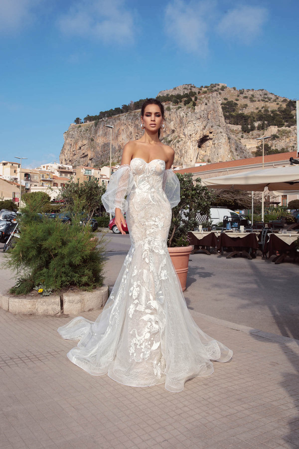 Mermaid Dresses Detachable Sleeves Sweep Train Sweetheart Lace Wedding Dress With ing Custom Made Plus Size Bridal Gown