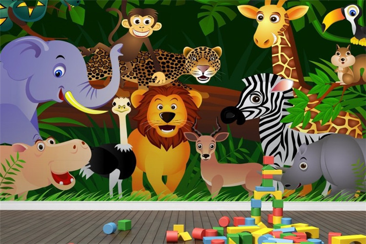 Mural Jungle Animals Wallpaper Mural 3D wallpaper for child bedroom TV backdrop wallpaper Home Decor mural