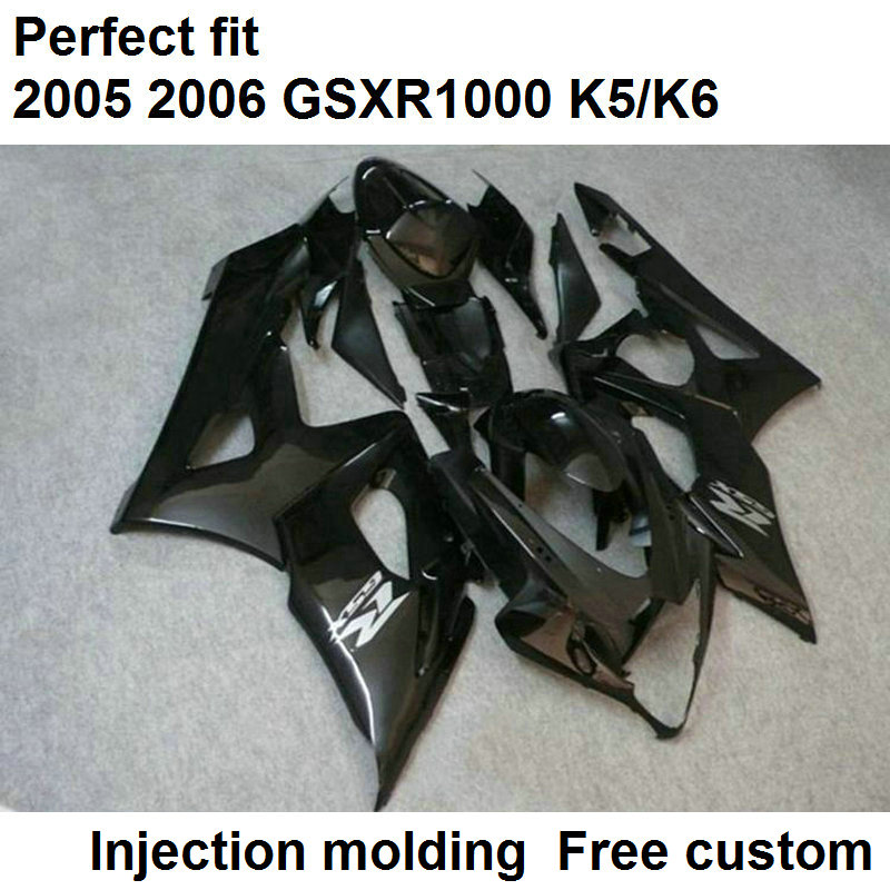 Injection molding fairings for Suzuki GSXR1000 2005 2006 black motorcycle fairing kit GSXR1000 05 06 RF45, Same as picture