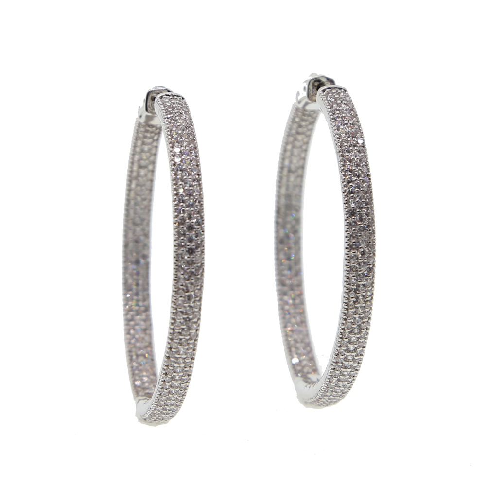 wide band full cubic zirconia paved cz hoops Huggie hoops silver plated 25mm 50mm sparking bling women gorgeous earring